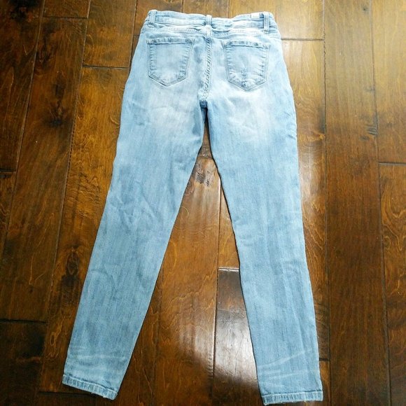 KANCAN Light Wash Blue Destroyed/Patched Skinny Jeans SZ 9/28 x 29 x9" Rise - Picture 2 of 9
